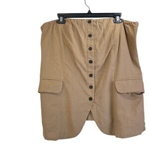 Universal Threads Womens 2X Beige Pockets Linen Blend Skirt Coastal Cool